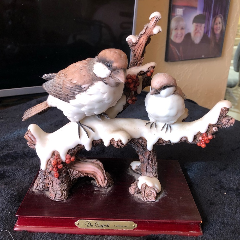 Porcelain snowbirds 10” tall and 8 1/2” wide